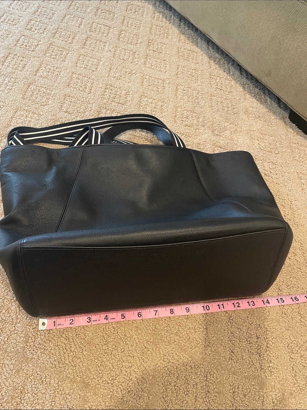 kate spade Black Leather Tote with Contrasting Striped Handles - Picture 12 of 12